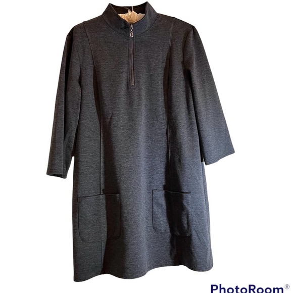 Magellan 1/4 zip knit tunic Sz. Medium 3/4 sleeves Pockets Gray Read Description - Picture 3 of 6